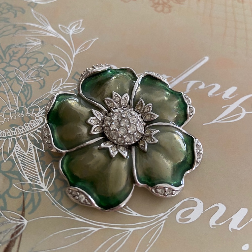 Erwin Pearl flower brooch pin vintage signed